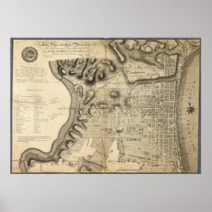Poster Vieille carte de Philadelphie Pennsylvanie à