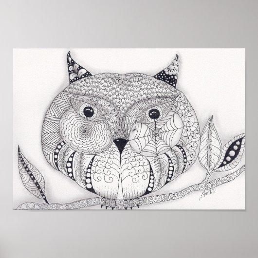 Poster Vieille Chouette Sage Pleine Taille (Devant)