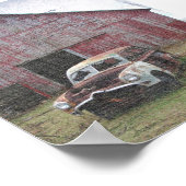 Poster Vieille grange et voiture abandonnée (Coin)