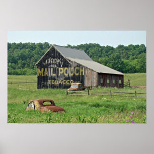 Poster Vieille grange publicité Mail Pouch Tobacco