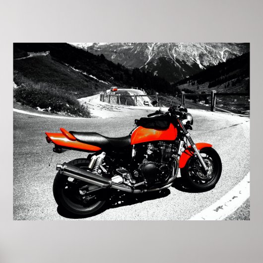 Poster vieille moto orange (Devant)