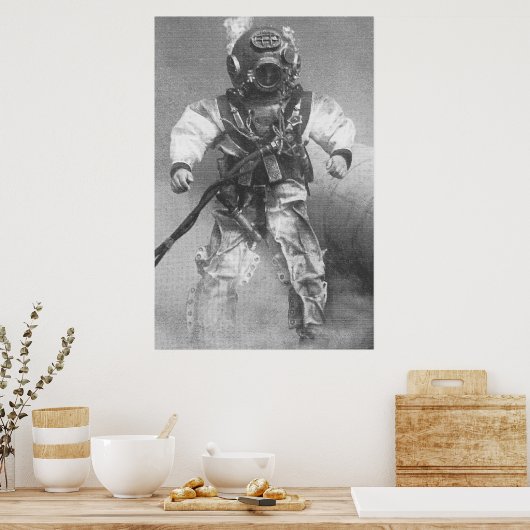 Poster vieille plongée pic noir et blanc (Cuisine)