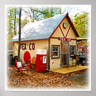 Poster Vieille rétro machine de station service et de