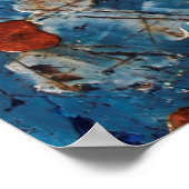 Poster Vieille surface en fer avec une tache bleue, corro (Coin)