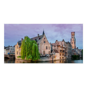 Poster Vieille ville de Bruges et tour du Beffroi