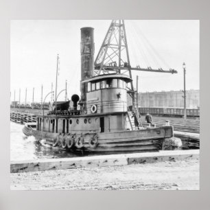 Poster Vieille ville de Jersey : remorqueur ferroviaire