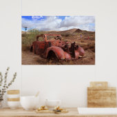 Poster Vieille Voiture Se Roulant Dans Le Paysage Du Dése (Cuisine)