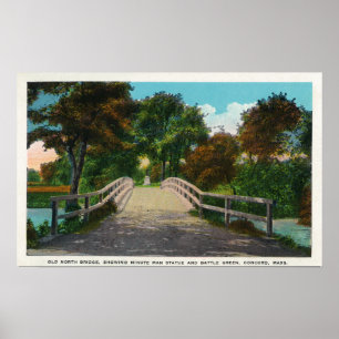 Poster Vieille vue du nord de pont de statue minuscule