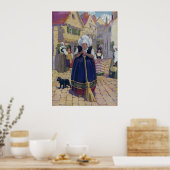 Poster Vielle Femme, Chat et Broom Nursery Rhyme (Cuisine)