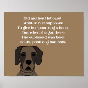 Poster Vielle Mère Hubbard rime chien mignon en marron