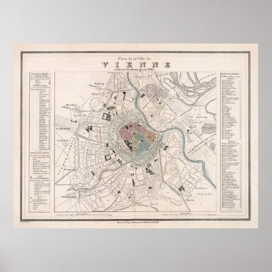 Poster Vienne Autriche Antique Map (1906) Wein Vintage (Devant)