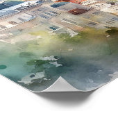 Poster Vienne Autriche aquarelle peinture Panorama (Coin)