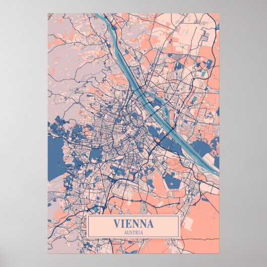 Poster Vienne - Autriche Breezy City Carte (Devant)