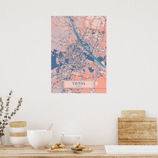 Poster Vienne - Autriche Breezy City Carte (Cuisine)