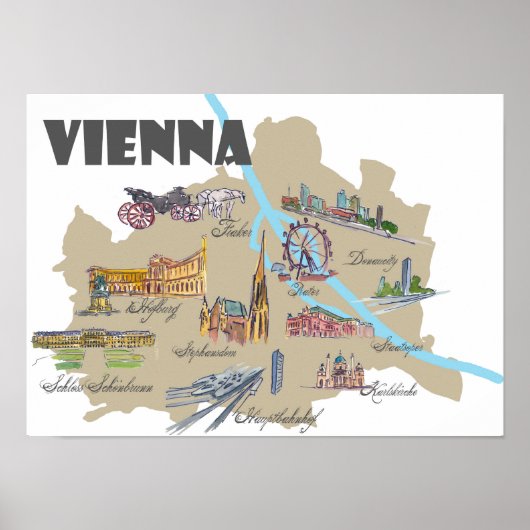 Poster Vienne Autriche - carte (Devant)