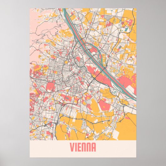 Poster Vienne - Autriche Chalk City Plan (Devant)