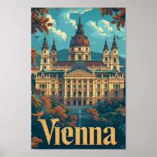 Poster Vienne Autriche Illustration de voyage d'art vinta