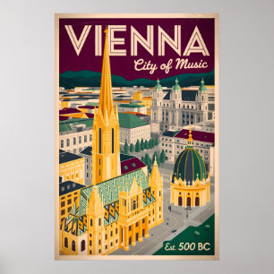 Poster Vienne Autriche Rétro Ciel Urbain Voyage