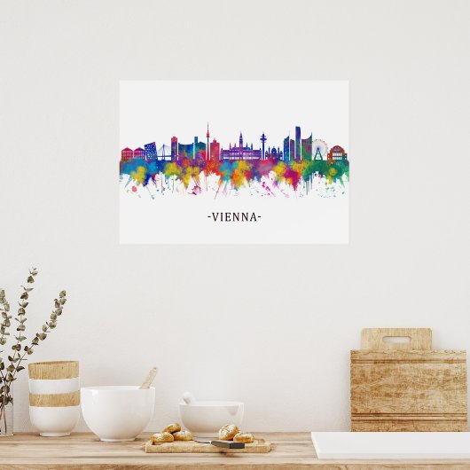 Poster Vienne Autriche Skyline (Cuisine)