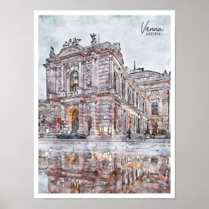 Poster Vienne Autriche vintage voyage aquarelle