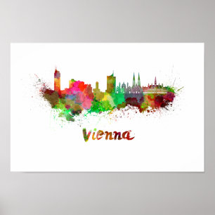 Poster Vienne skyline in watercolor