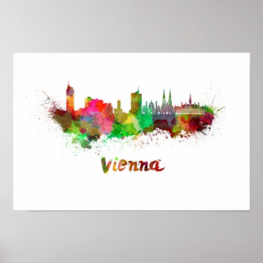 Poster Vienne skyline in watercolor (Devant)