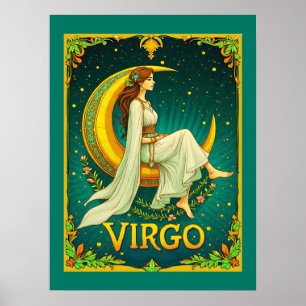 Poster Vierge assise sur un croissant de lune