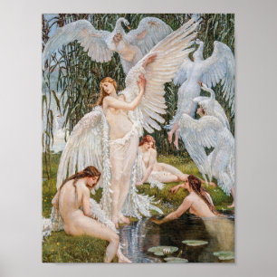 Poster Vierge aux cygnes Art nouveau vintage par W. Crane