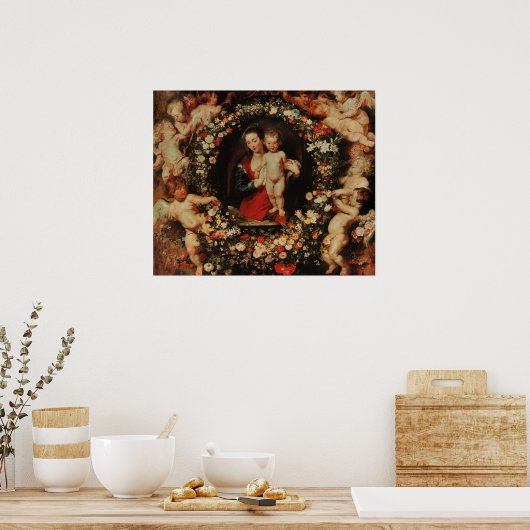 Poster Vierge avec une terre de fleurs, c.1618-20 (Cuisine)