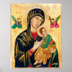 Poster Vierge byzantine Marie et icône enfant Noël