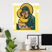 Poster Vierge byzantine moderne Marie et enfant religieus (Bureau à domicile)