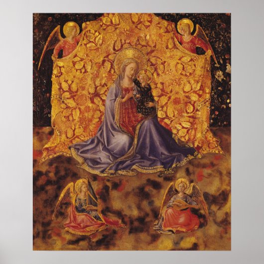 Poster Vierge de l'Humilité avec Christ Enfant et Anges (Devant)