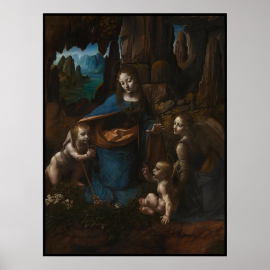 Poster Vierge des Rochers"Vierge Marie, bébé Jésus, Jean (Devant)