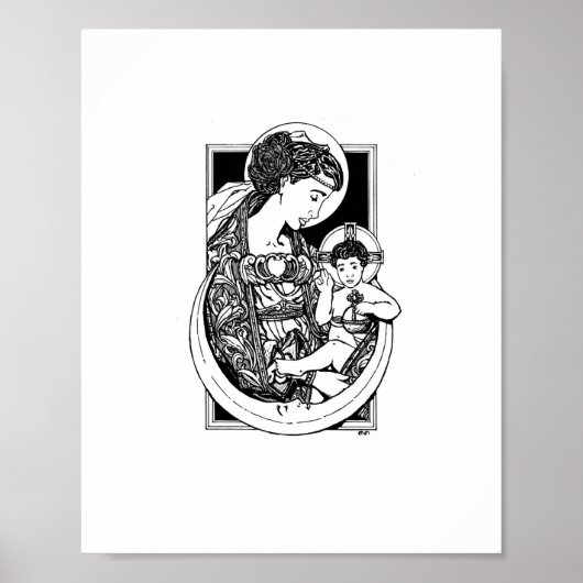 Poster Vierge et enfant 8" x 10" Imprimer (Devant)