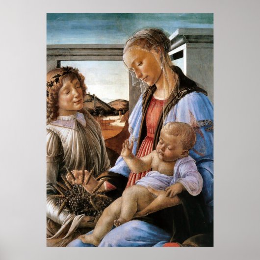 Poster Vierge et enfant avec ange - Botticelli - c1470 (Devant)