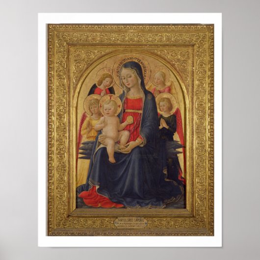 Poster Vierge et enfant avec anges, c.1467 (huile sur vit (Devant)