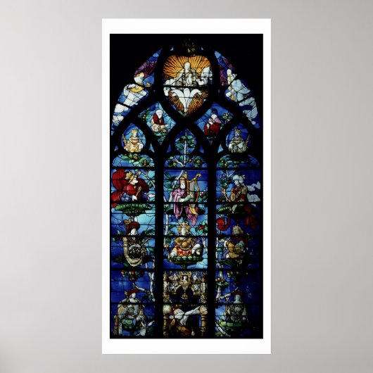 Poster Vierge et Enfant avec anges et portraits reflet (Devant)