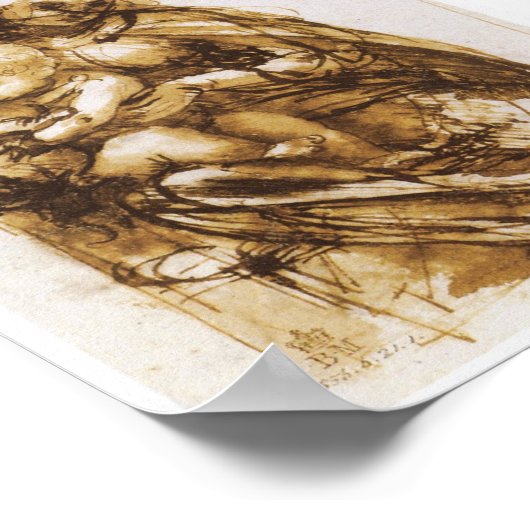 Poster Vierge et enfant avec chat, Léonard de Vinci (Coin)