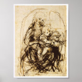 Poster Vierge et enfant avec chat, Léonard de Vinci (Devant)