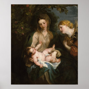 Poster Vierge et enfant avec le saint Catherine de