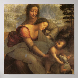 Poster Vierge et enfant avec Sainte-Anne et agneau par Da