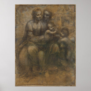Poster Vierge et enfant avec Sainte Anne par Léonard de V