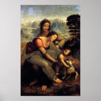 Poster Vierge et enfant avec St.Anne & Lamb