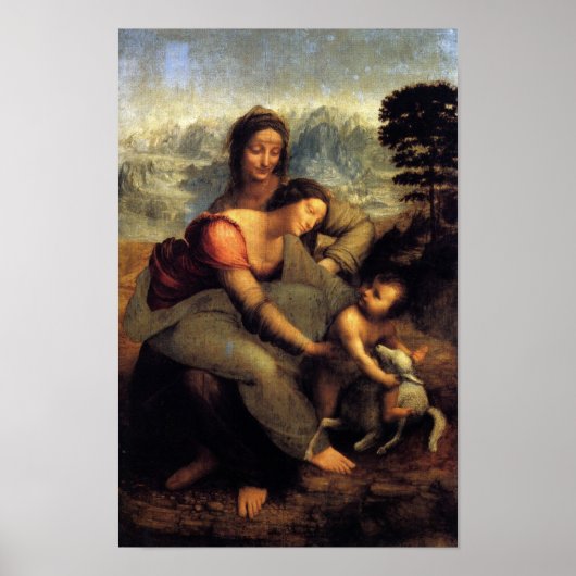 Poster Vierge et enfant avec St.Anne & Lamb (Devant)