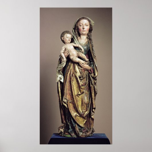Poster Vierge et Enfant, Sculpture en bois (Devant)