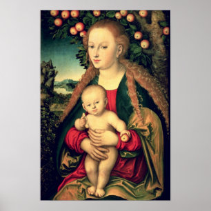 Poster Vierge et enfant sous un pommier