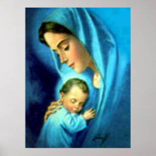 Poster Vierge Marie béni et enfant Jésus de nourrisson