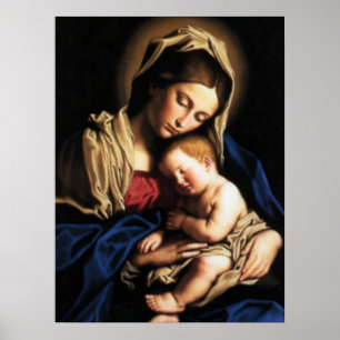 Poster Vierge Marie béni et enfant Jésus de nourrisson
