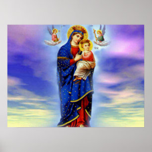 Poster Vierge Marie béni et enfant Jésus de nourrisson