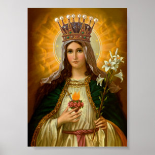 Poster Vierge Marie Cœur Immaculé Reine du Ciel